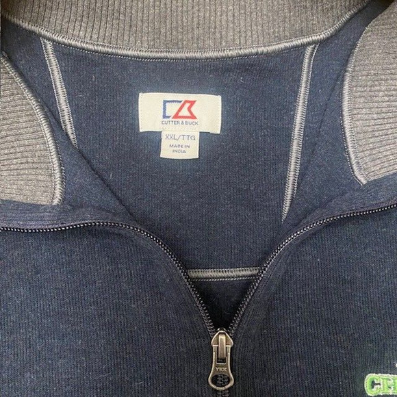 Cutter & Buck Mens XXL All Cotton Navy 1/4 Zip Sweater Seattle Seahawks Football - Picture 3 of 10